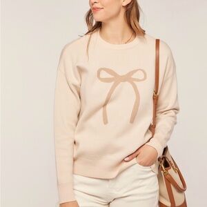 Women's Cream Sweater with Bow Design